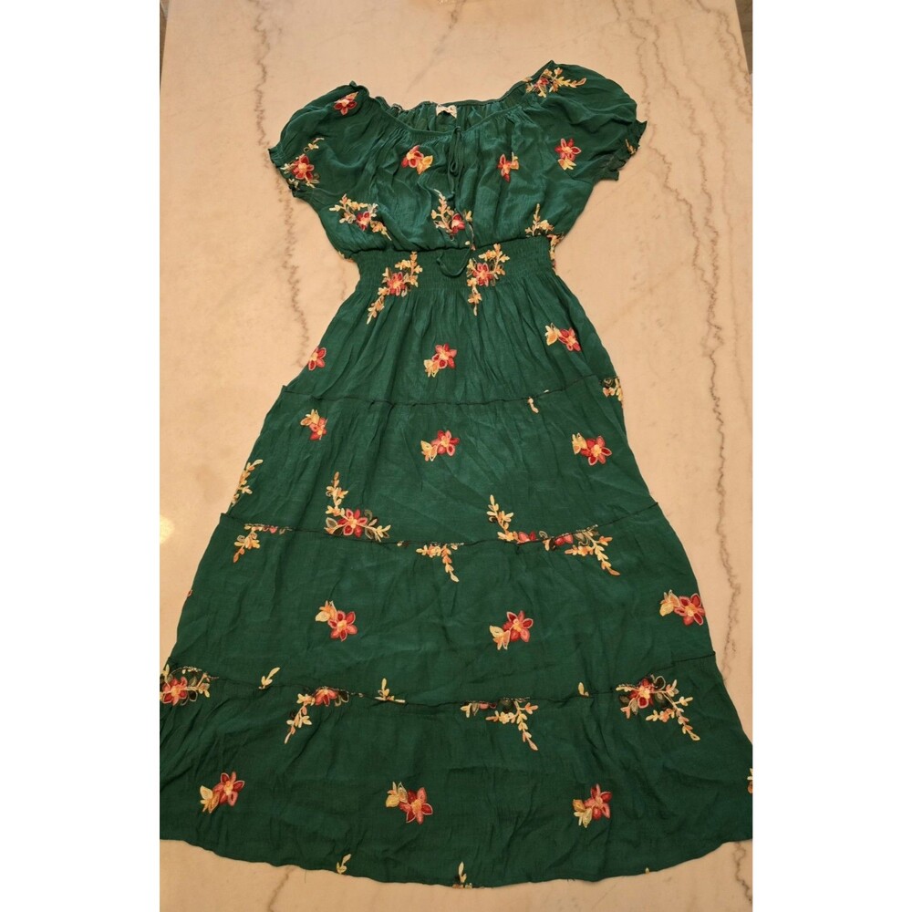 Anthropologie Kindred Floral Embroidered Tiered Boho Maxi Dress Peasant Size 1X